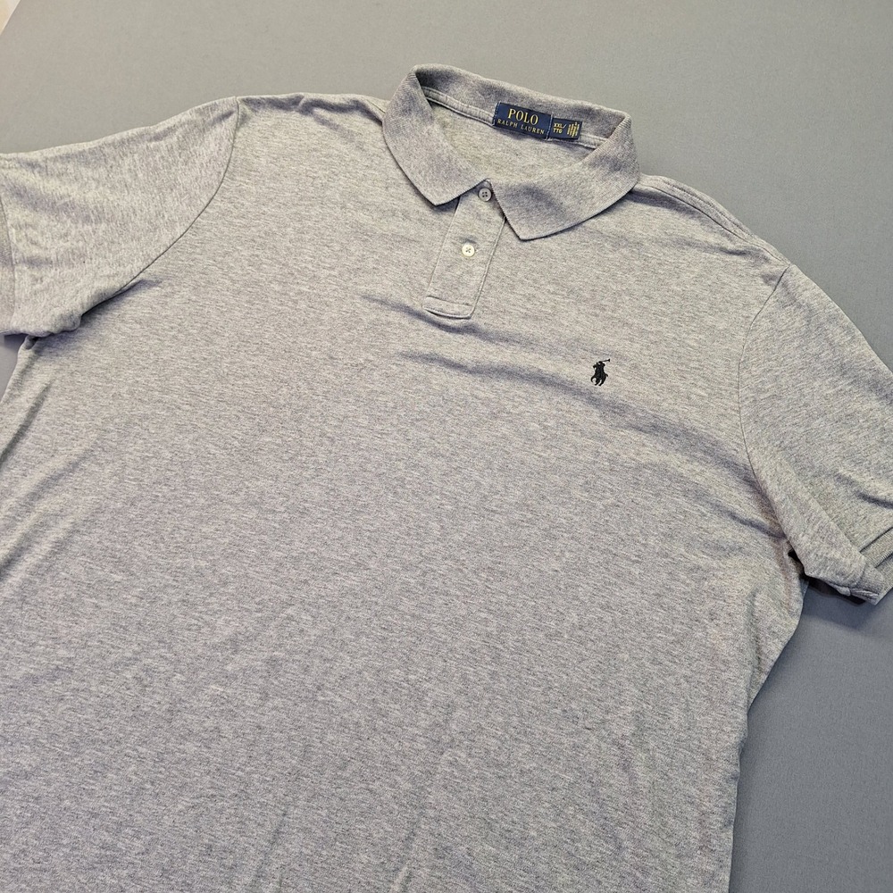 Polo Ralph Lauren Mens XXL Heather Gray Short Sleeve Cotton Golf Polo Shirt